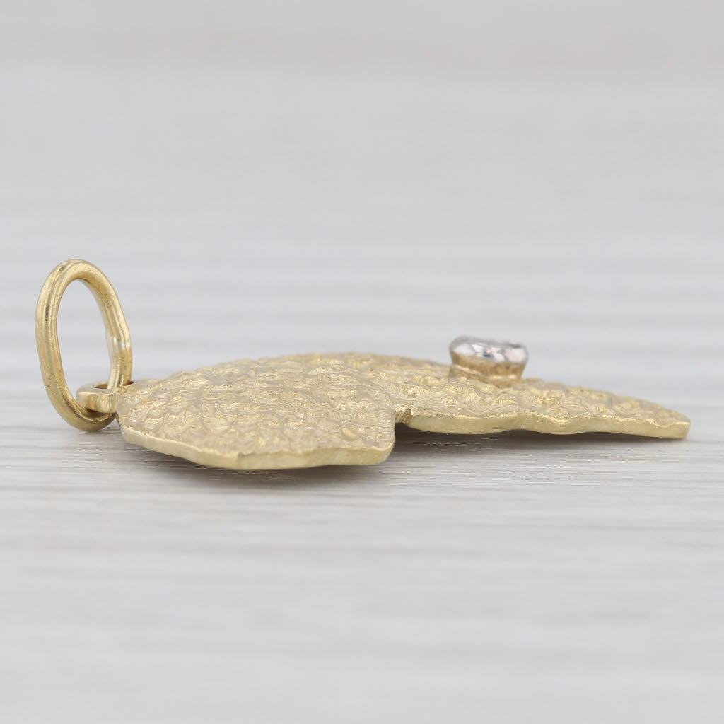 Custom Made 0.10ct Diamond Africa Pendant Hammered 18k Yellow Gold