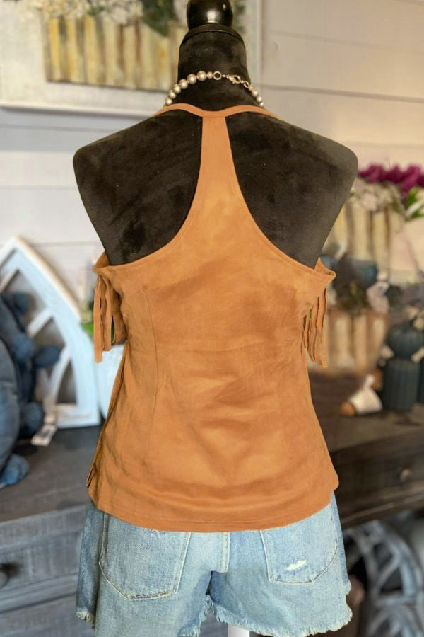 Suede Fringed Camisole Vest