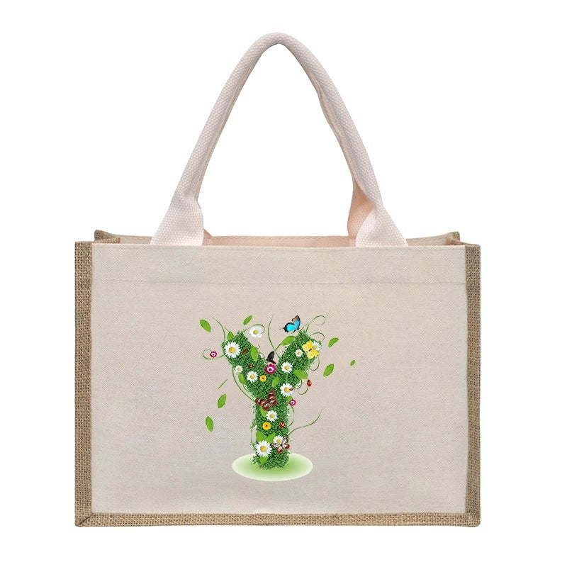 Women's Medium Canvas Letter Basic Classic Style Open Shopping Bags