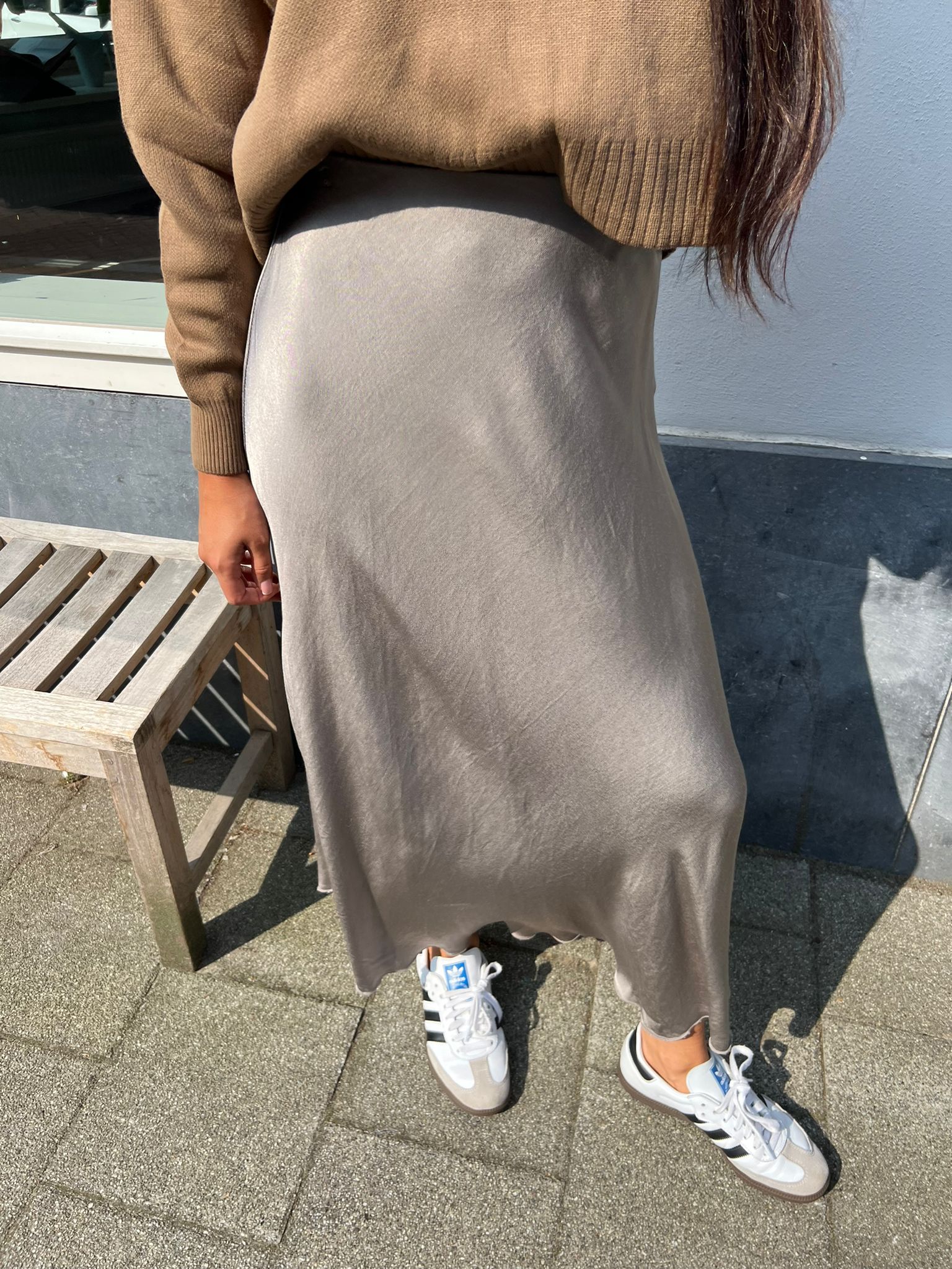 Silky Maxi Skirt Taupe