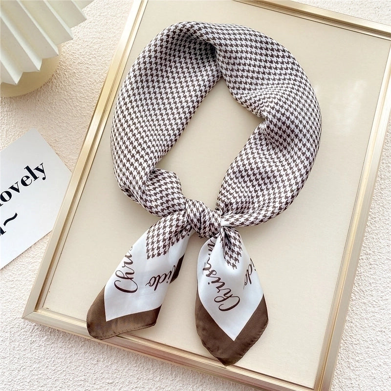 Fashion Small Thin Square Towel Silk Scarf Hair Band For Women 70*70