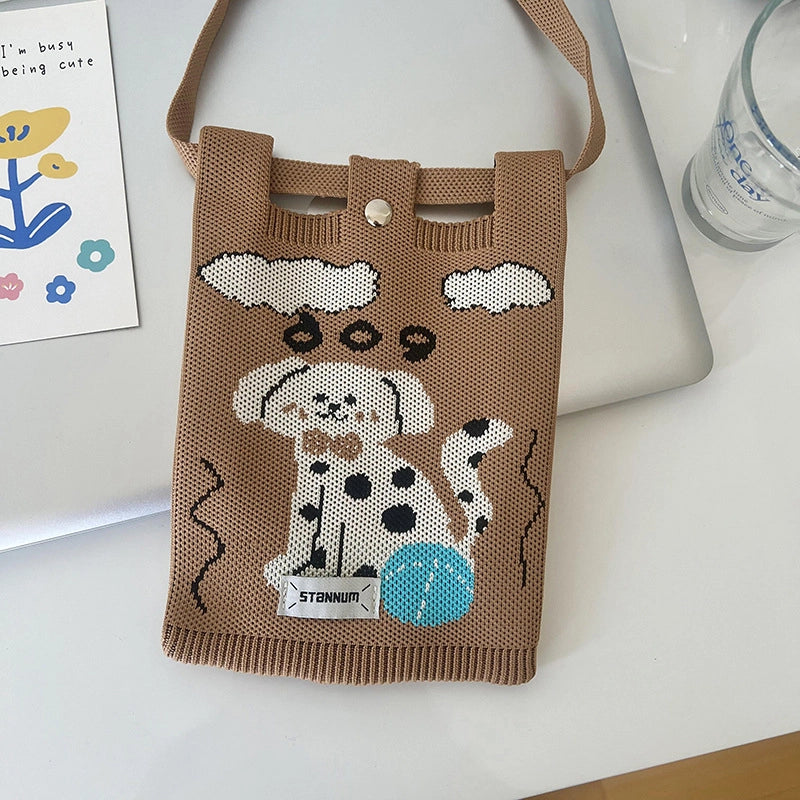 Women's Polyester Printing Animal Color Block Cute Square Buckle Shoulder Bag Phone Wallets