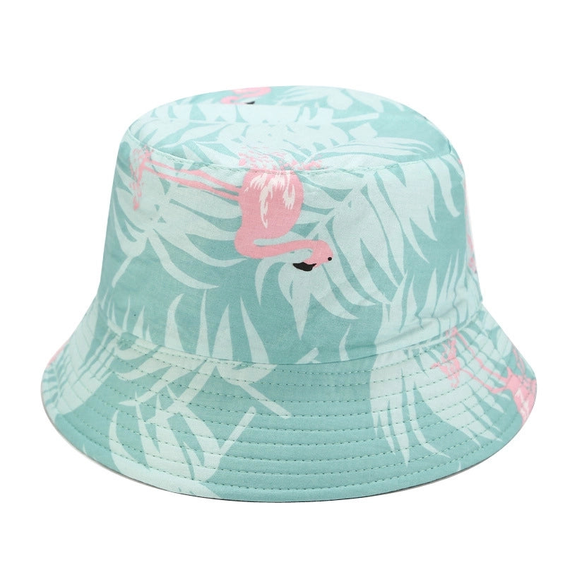 Women's Minimalist Flower Printing Flat Eaves Bucket Hat