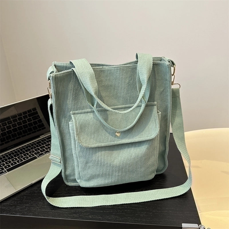 Women's Canvas Solid Color Preppy Style Zipper Handbag