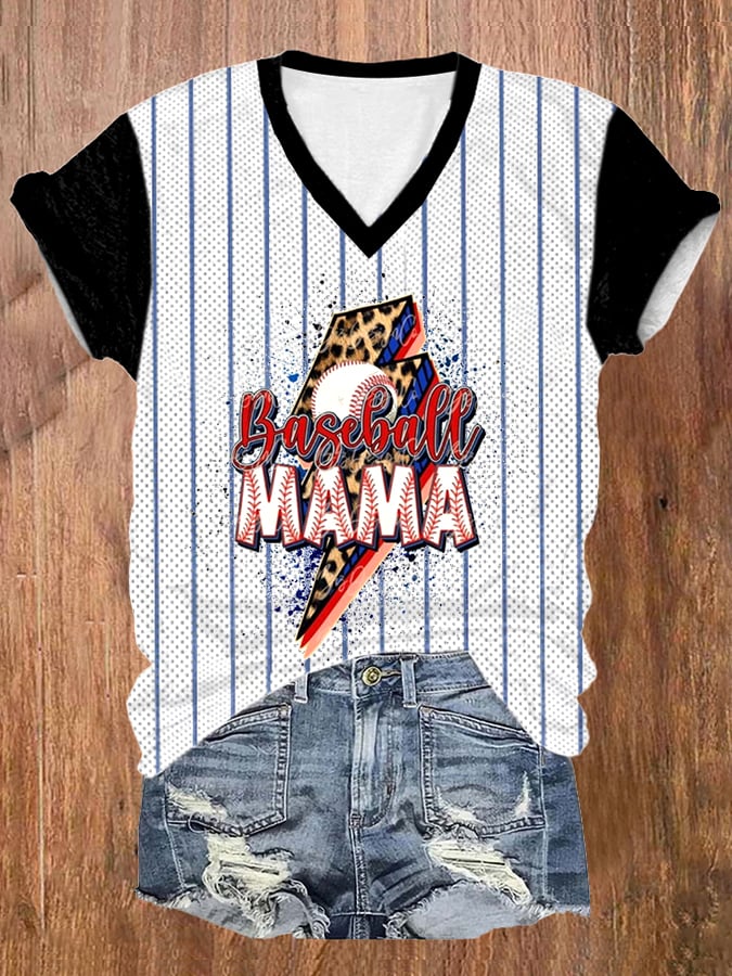 Women's Baseball Print Casual T-Shirt