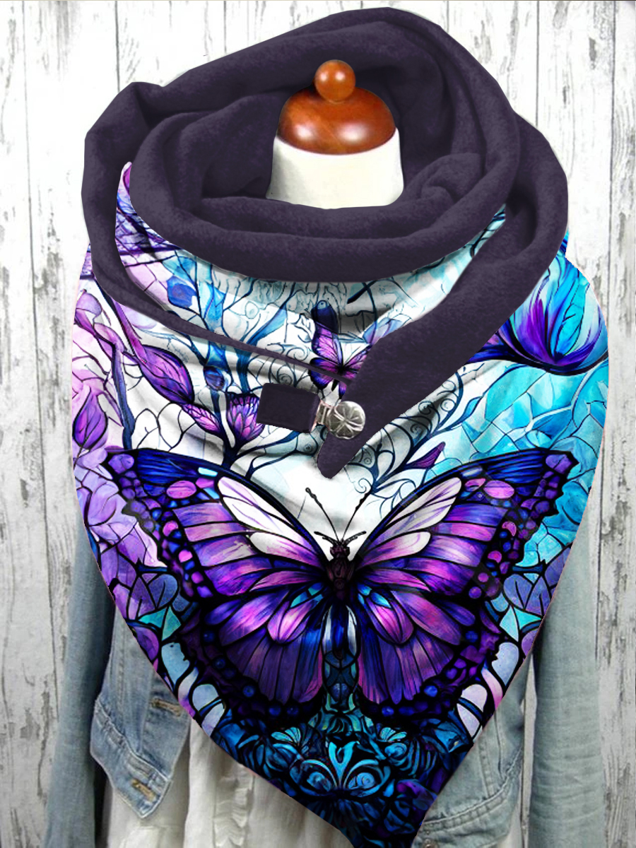 Contrast Butterfly Print Casual Scarf Shawl