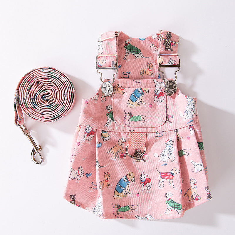 Sweet Graffiti Dog Cat Harness Dress Leash