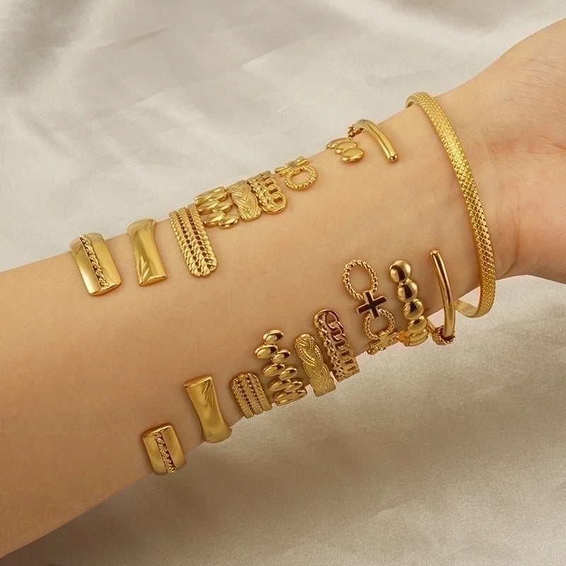 Retro Geometric Snake Stainless Steel Bangle
