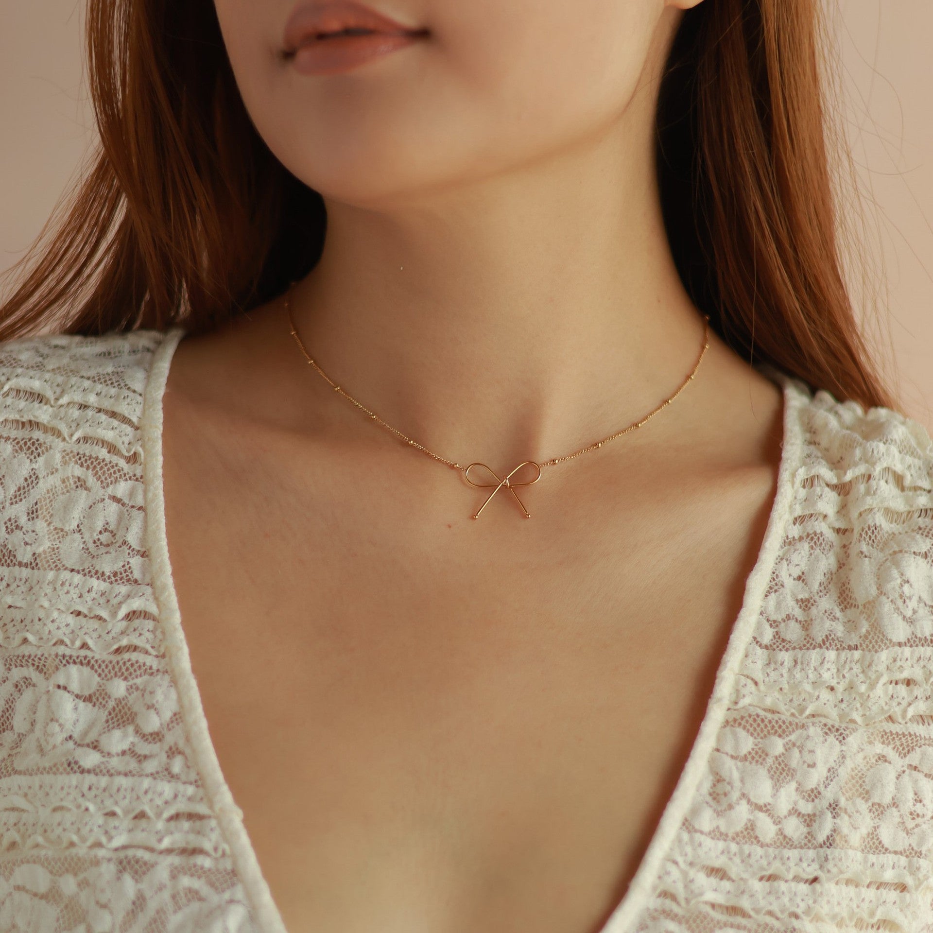Cute Bowknot Titanium Steel Electroplating Necklaces