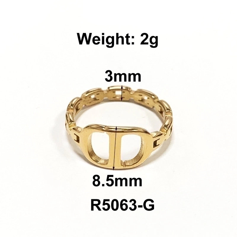 Fashion Solid Color 304 Stainless Steel Titanium Steel 18K Gold Plated Plating Rings