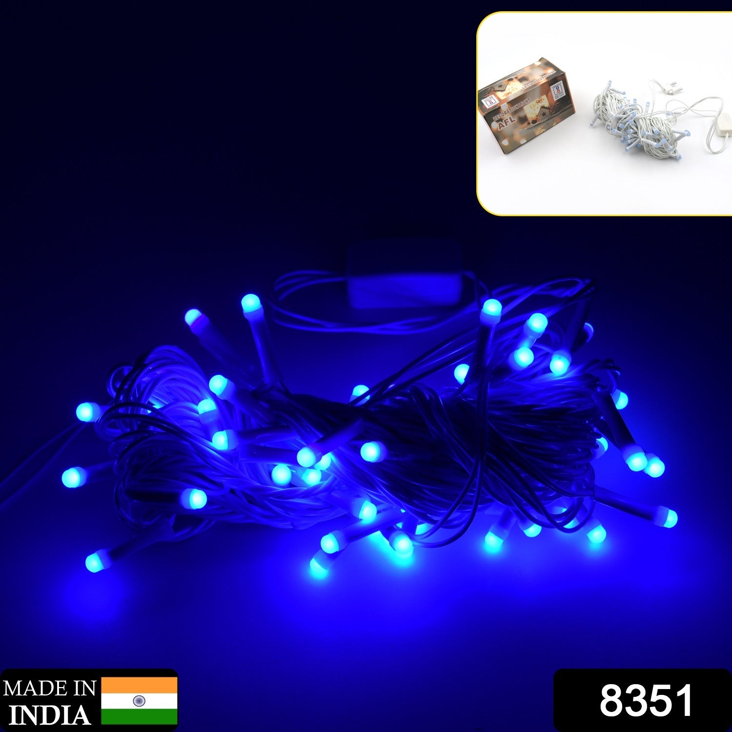 9MTR HOME DECORATION DIWALI & WEDDING LED CHRISTMAS STRING LIGHT INDOOR AND OUTDOOR LIGHT .FESTIVAL DECORATION LED STRING LIGHT. ONE COLOR LIGHT ( 9 MTR Blue Color)