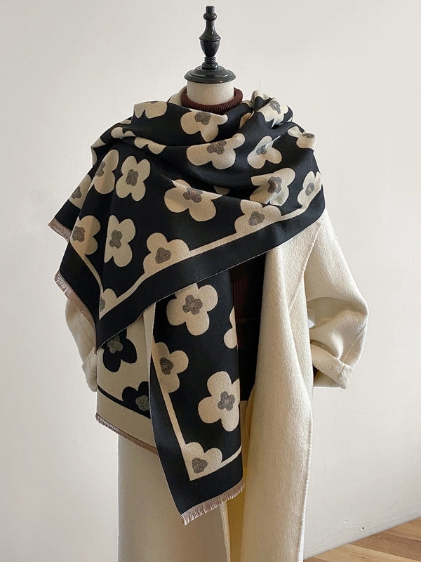 Women's Sweet Flower Imitation Cashmere Scarf