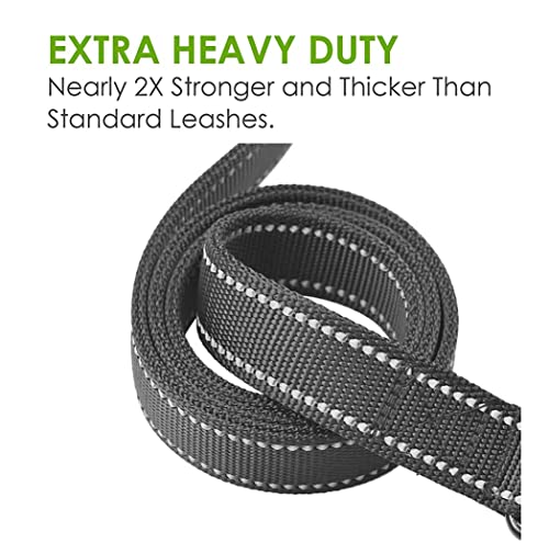 Heavy Duty Dog Leash - 2 Handles by Padded Traffic Handle for Extra Control. 6foot Long - Perfect for Medium to Large Dogs (6 ft. Black)