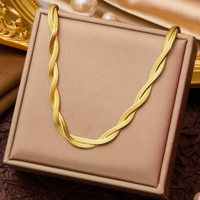Elegant Minimalist Geometric Flower Bow Knot Titanium Steel Plating Pendant Necklace