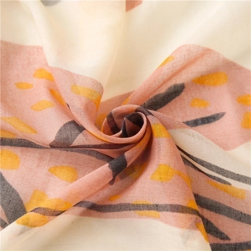 Cotton And Linen Scarf Women Plain Bougainvillea Spring Thin Silk Shawl Beach Towel