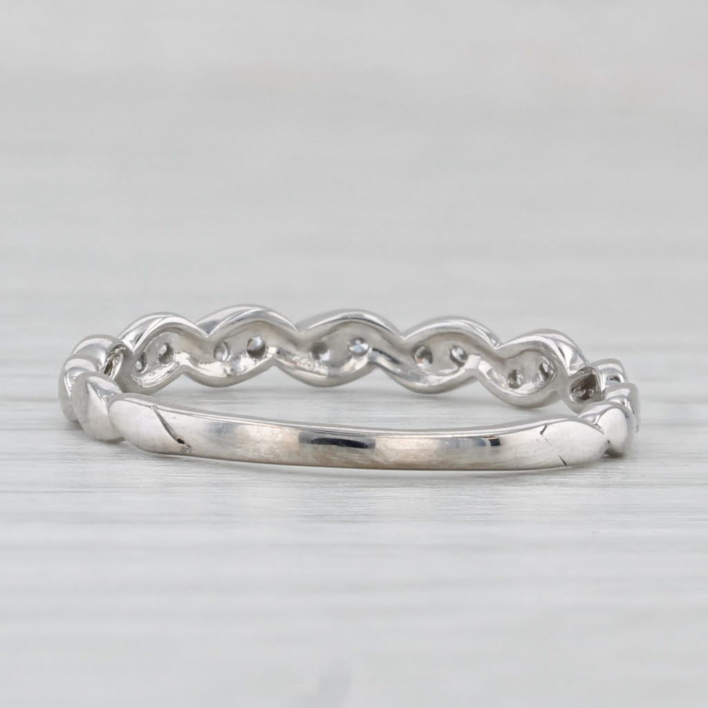 0.10ctw Diamond Wedding Band 10k White Gold Stackable Ring Size 7.5