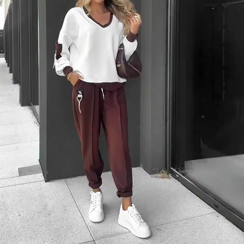 ❤️ Color-Block Pullover Hoodie & Jogger Pants Set