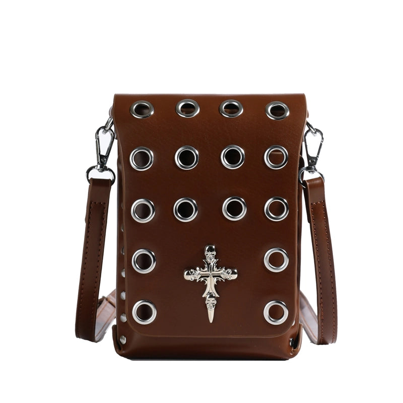 Crossbody Bag Style Punk Flap Small Square Bag Dark Style Skull Belt Waist Bag
