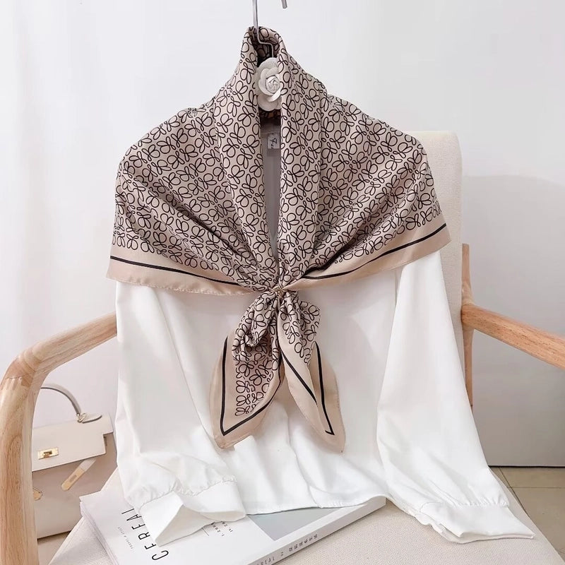 Women's Vintage Style Streetwear Printing Polyester Silk Scarf