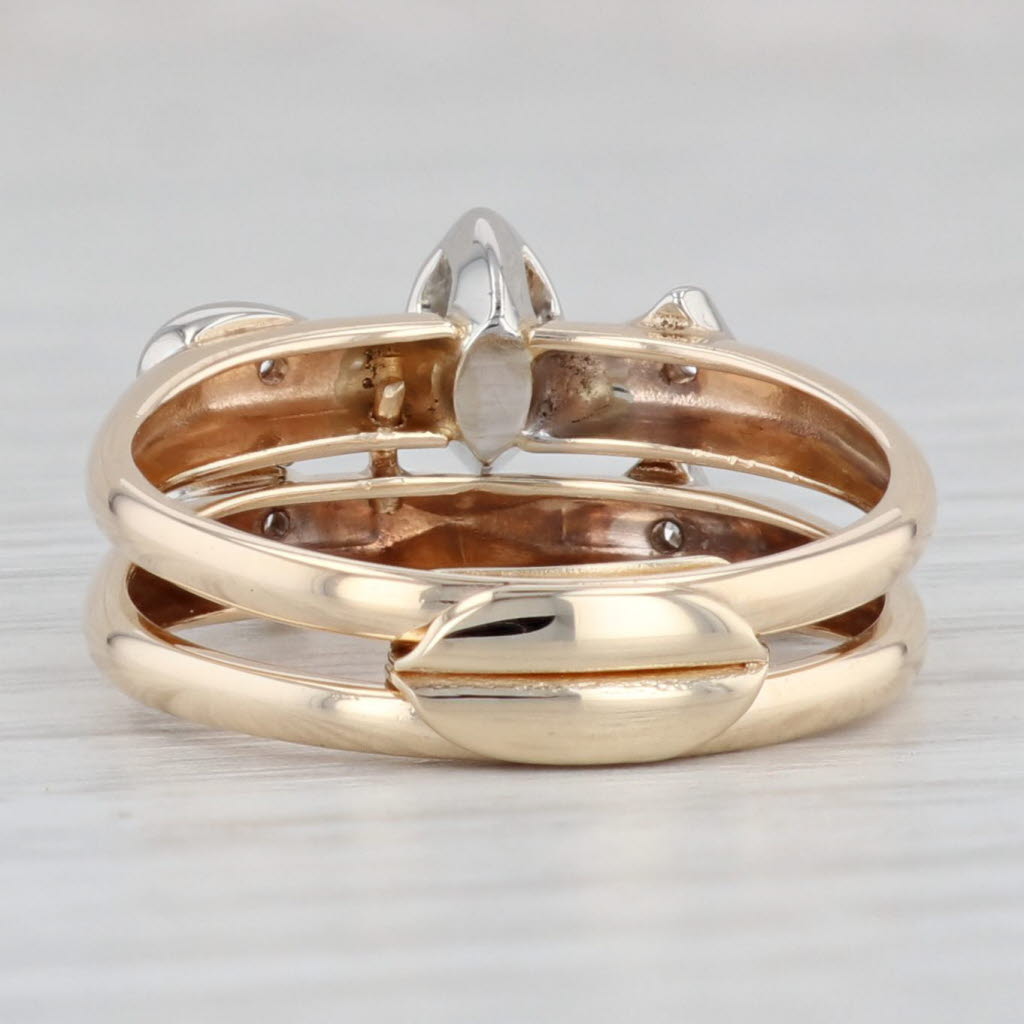 0.10ctw VS2 Diamond Marquise Engagement Ring Wedding Band Bridal 14k Gold Size 6