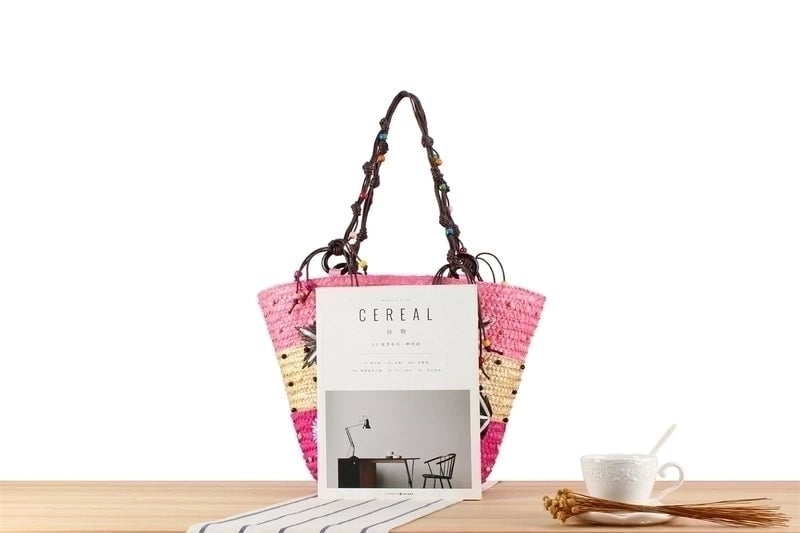 Women's Large Straw Star Cute Vegetable Basket Type Zipper Underarm Bag