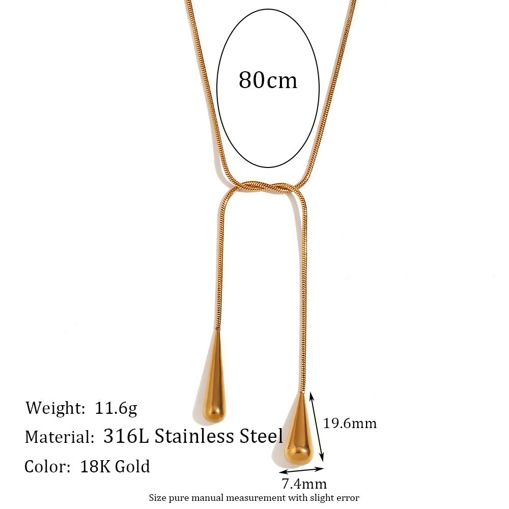 Fashion Droplet Geometric Stainless Steel 18K Gold Plated Necklaces