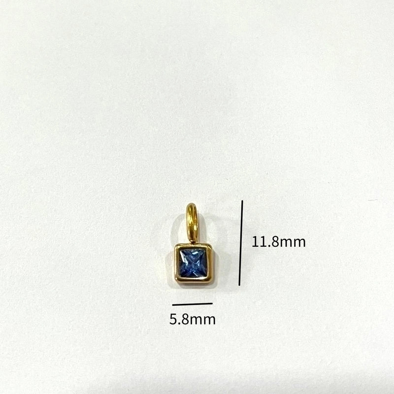 201 Stainless Steel 304 Stainless Steel Glass Minimalist Diamond Geometric Square Pendant Necklace