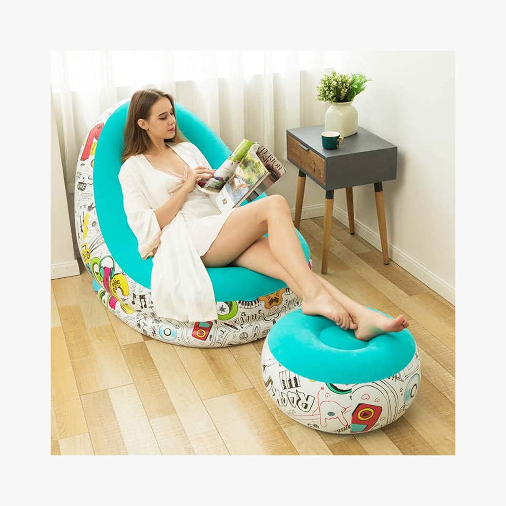 Inflatable Air Chair with Footstool Furniture. Air Chair With Foot Rest