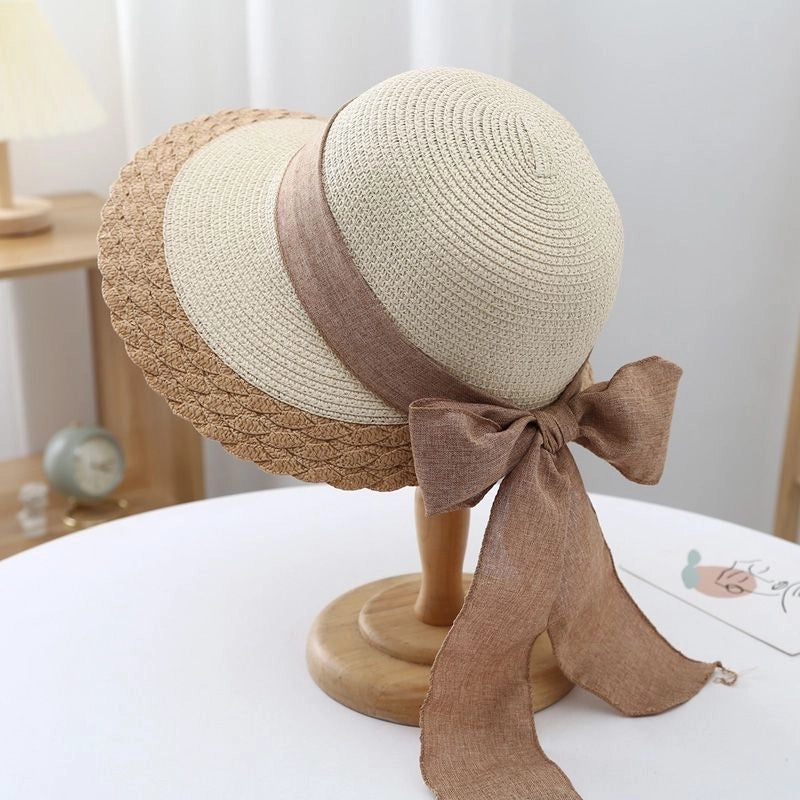 Women's Beach Color Block Patchwork Flat Eaves Sun Hat
