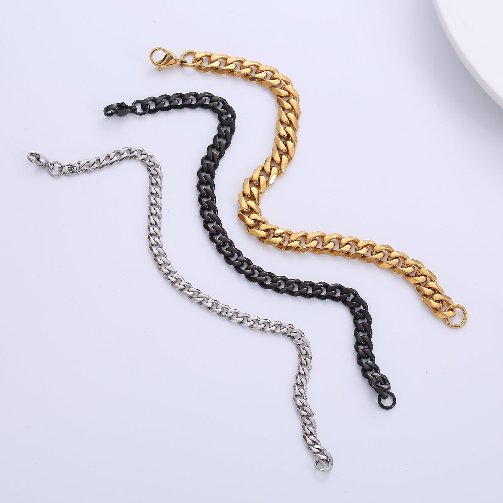 Men Hip Hop Chain Geometric Titanium Steel Bracelets