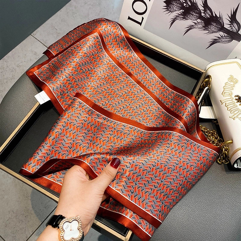 Women's Fashion Flower Silk Printing Silk Scarves
