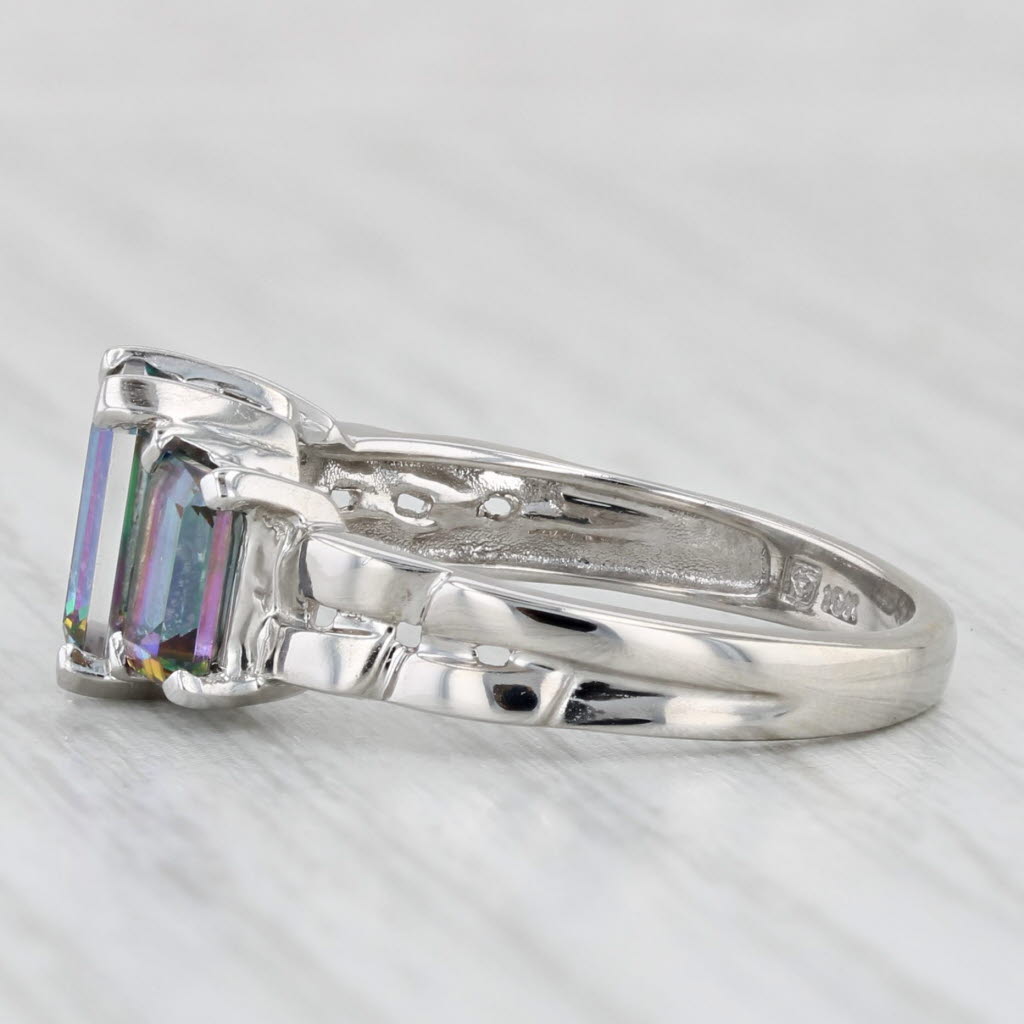 3.40ctw Purple Green Mystic Topaz 3-Stone Ring 10k White Gold Size 7