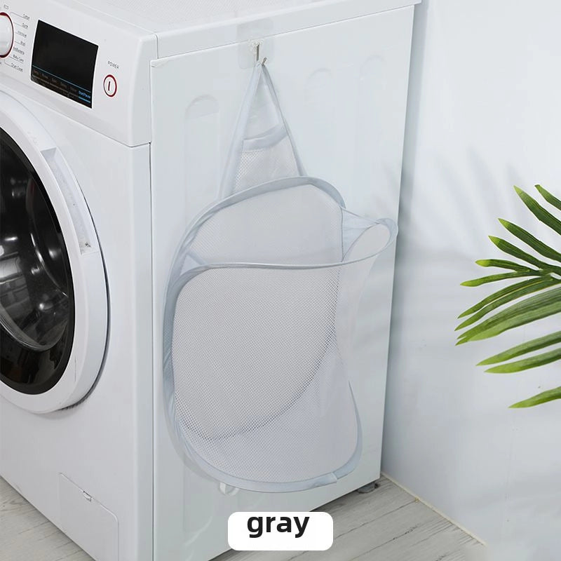 Dirty Clothes Basket Dirty Clothes Storage Basket Foldable Laundry Basket Bathroom Clothes Hanging Bag Household Wall-mounted Basket Frame Bucket