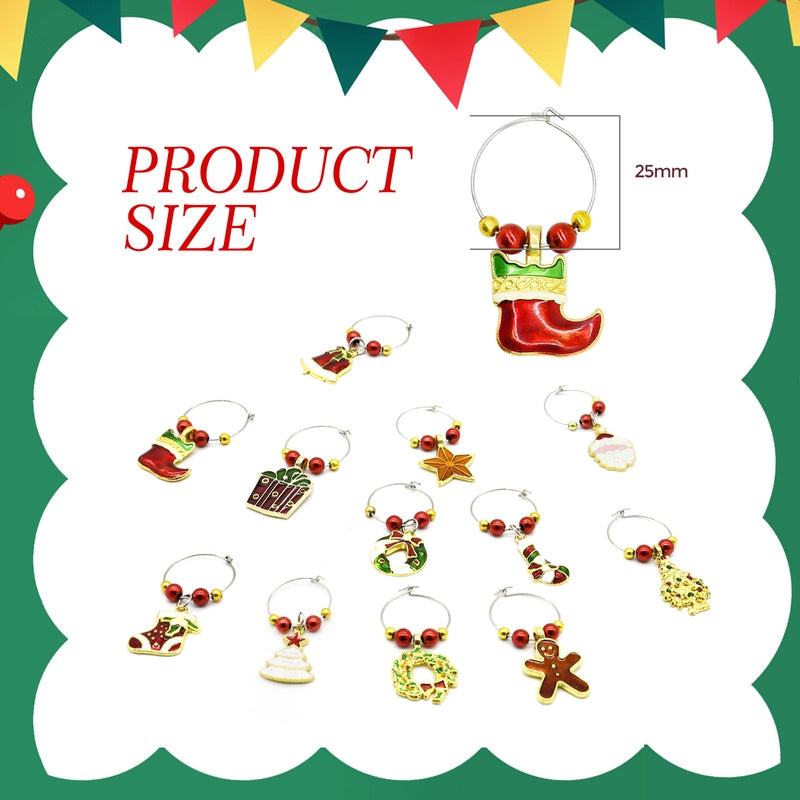 Christmas Minimalist Classic Style Christmas Tree Wreath Bell Iron Holiday Festival Wine Cup Ring Tableware
