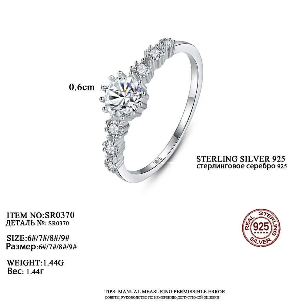 S925 Sterling Jewelry Rhodium Plated Diamond Hot Stackable Ring for Women Wedding Korean Style Silver Ring