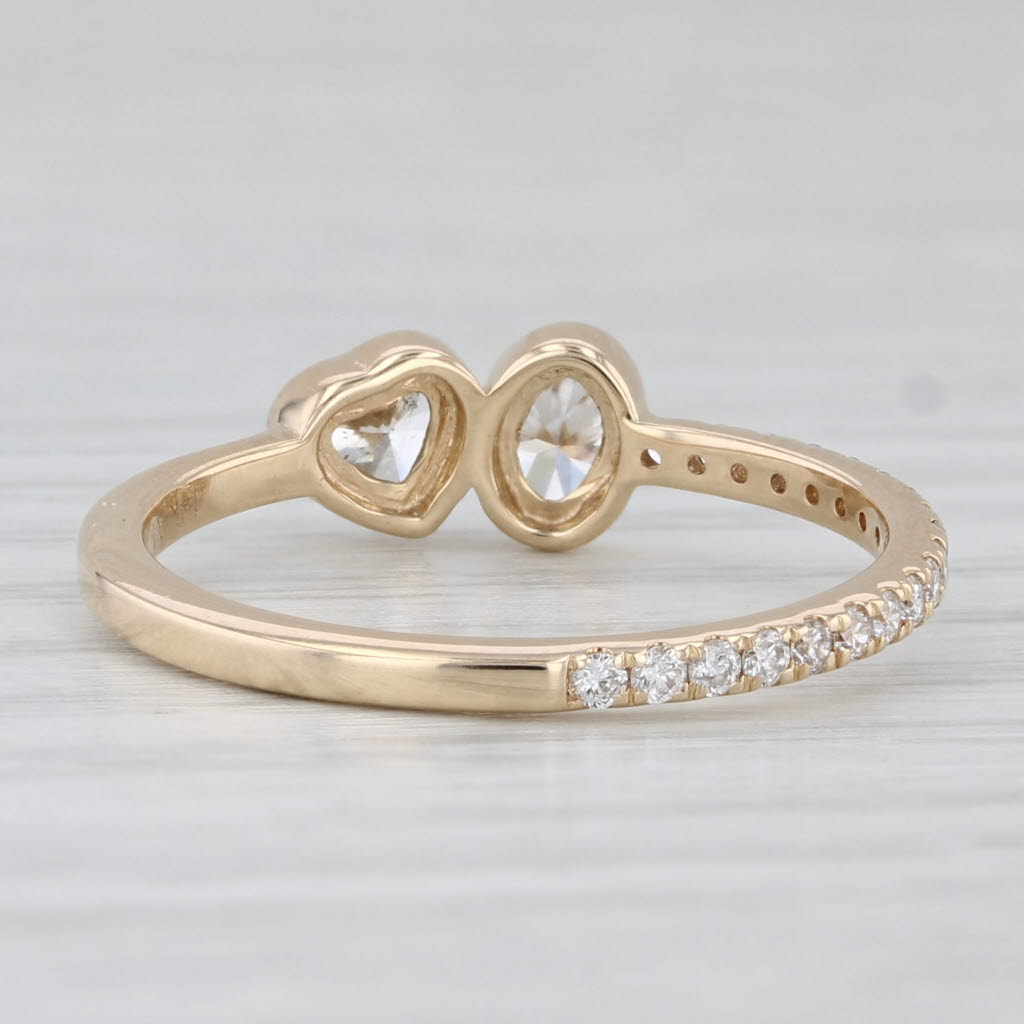 0.68ctw Oval Heart Shape Diamonds Ring 14k Yellow Gold Size 8