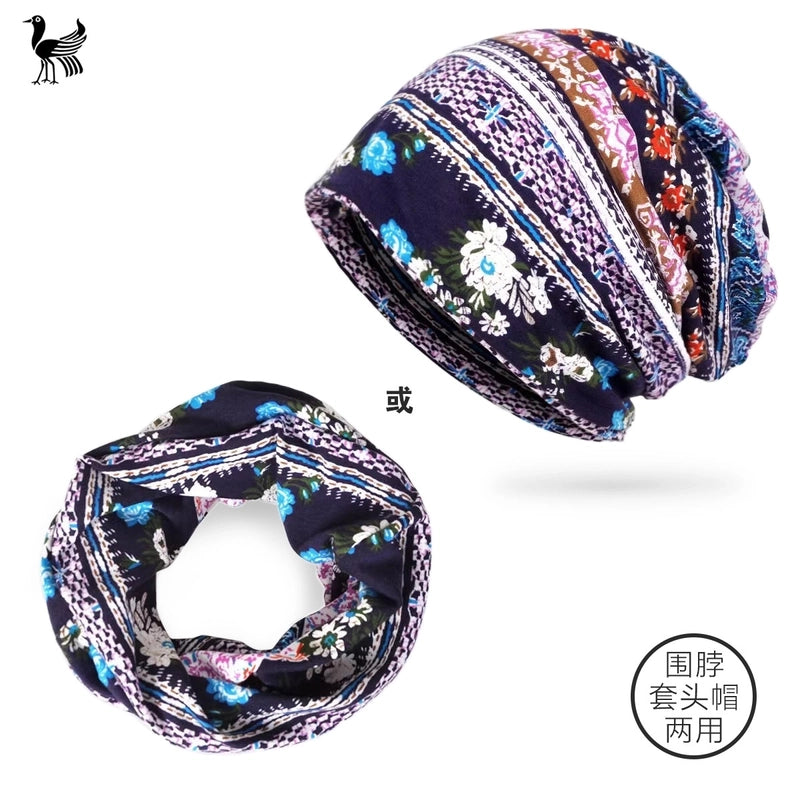 Unisex Basic Retro Flower Printing Eaveless Sleeve Cap