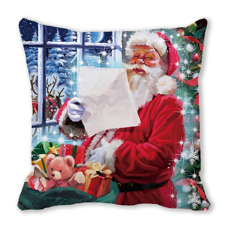 Christmas Pastoral Santa Claus Chemical Fiber Pillow Cases Couch & Sofa Decor