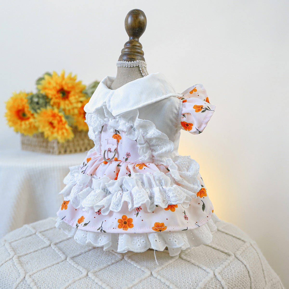 Flower Lace Decor Dog Cat Dress Harness