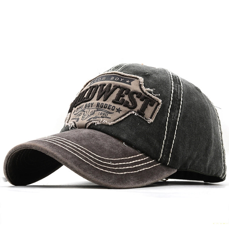 Unisex Retro Letter Color Block Curved Eaves Baseball Cap