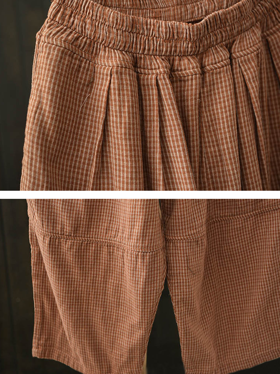 Women Vintage Summer Lattice Cotton Harem Pants