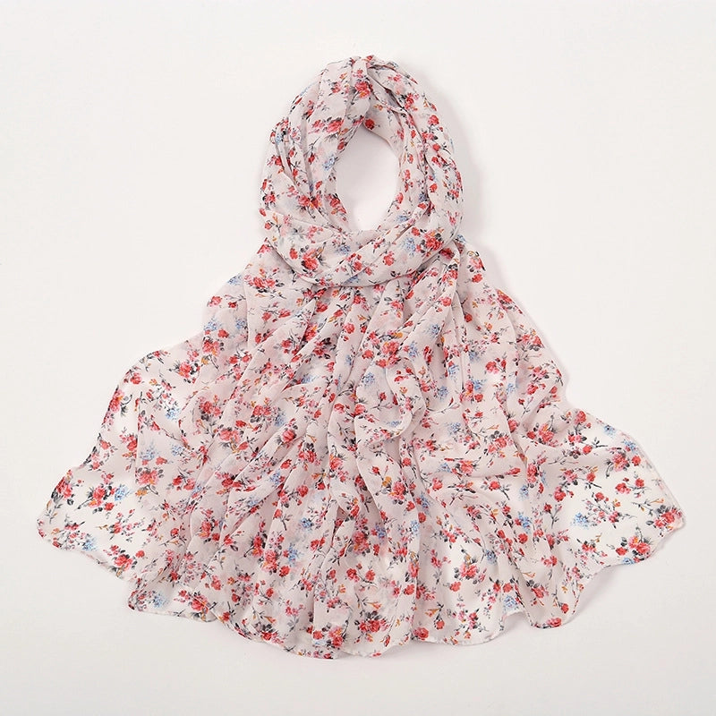 Women's Elegant Sweet Flower Polyester Scarf Shawl