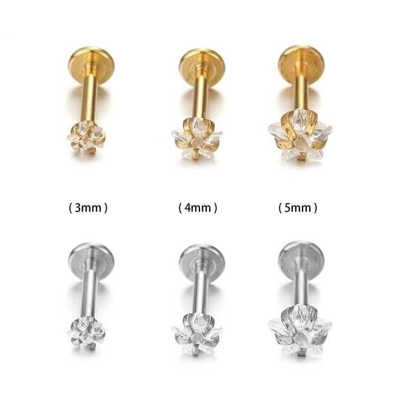Fashion Star Stainless Steel Plating Zircon Lip Stud