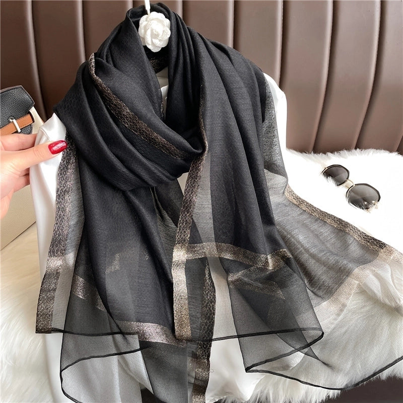 Women's Elegant Solid Color Polyester Scarf