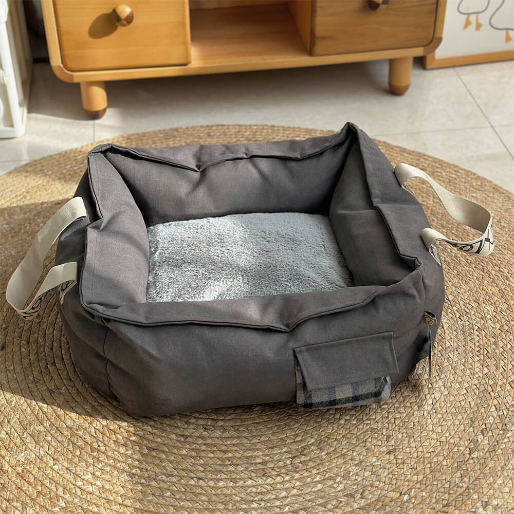 Portable Pet Bed with Handle Cozy & Washable Dog Bed