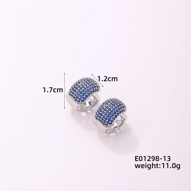1 Piece Casual Minimalist Geometric Copper Zircon Gold Plated Silver Plated Huggie Earrings