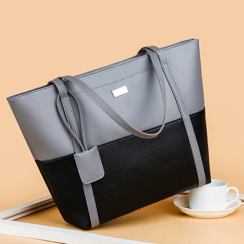 Soft Leather Big Bag Women's New  Simple Stitching Handbag Large Capacity Shoulder Bag Tote Bag Women's Bag