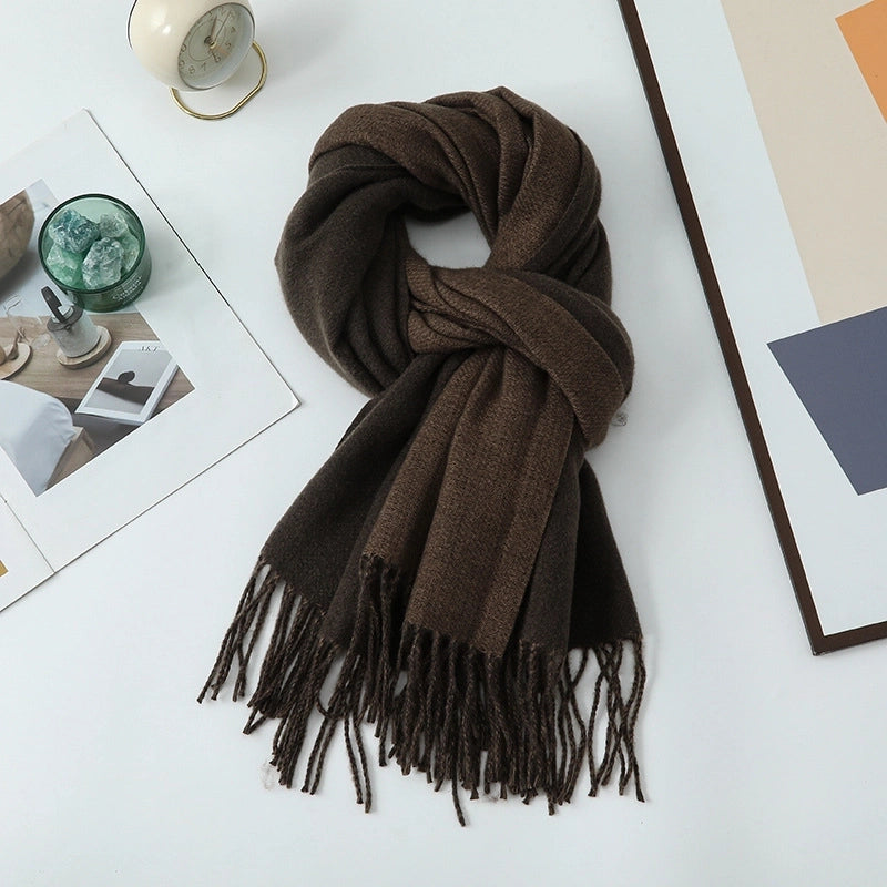 Cashmere Scarf Women's Winter Hot Imitation Cashmere Scarf Men's Shawl  Thickened Double-sided Wool Scarf