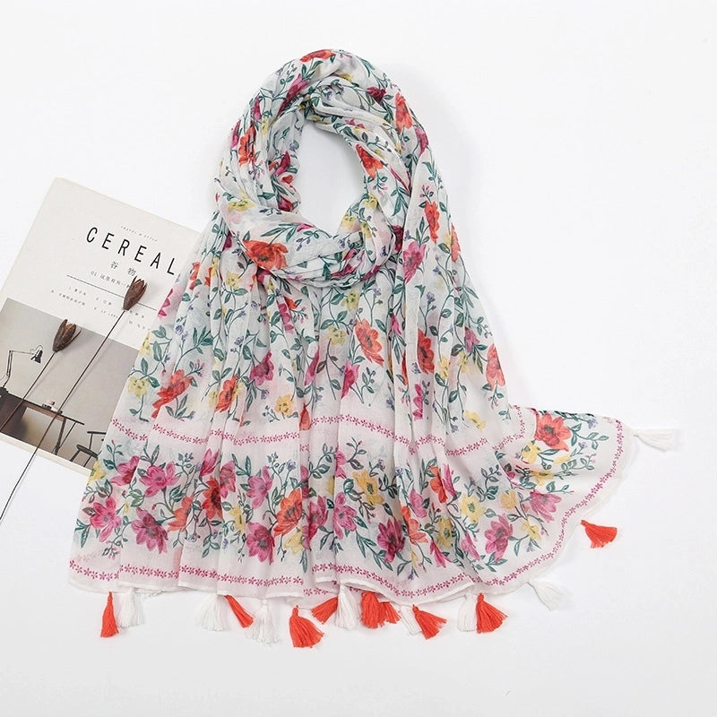 Women'S Bohemian Geometric Cotton And Linen Scarf