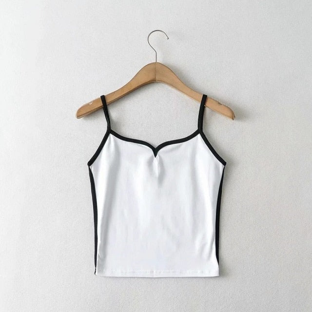 V Cut Spaghetti Strap Crop Top